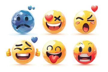 Obraz premium Funny smiling faces on white background.