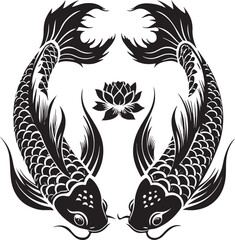 Fototapeta premium Black koi-fish Silhouette Vector Design