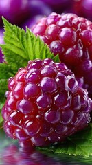 Blackberry isolated on white. Fresh summer wild berries big size. Blackberry with leaves