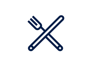 Crossed fork and knife icon isolated on transparent background