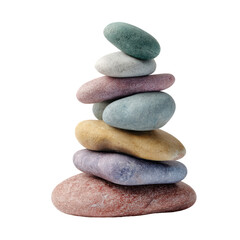 Stack of Smooth Pastel Stones on Transparent Background

