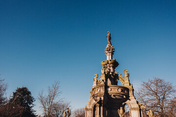 Glasgow Scotland: 8th Jan 2025: The Stewart Memorial Fountain in Kelvingrove Park on sunny winter day