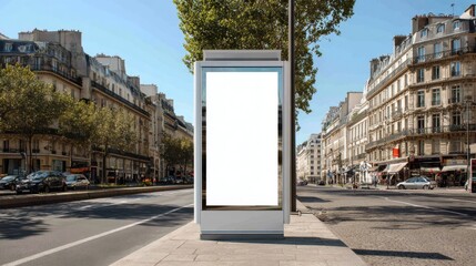 Stunning photo of empty Vertical space advertisement billboard for Olympic Games in Paris on summer, Mockup billboard.