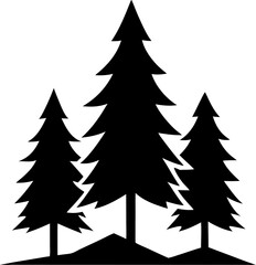 Fir tree silhouette icon on transparent background