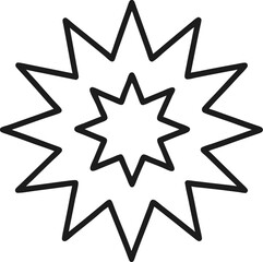 Starburst outline icon on transparent background