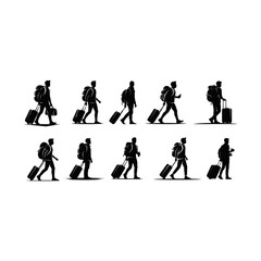 black vector white background modern silhouette about travel, vacation, photography.