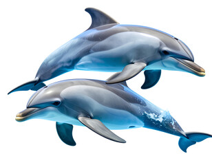 Pair of Dolphins in Side Pose with Natural Flow, Transparent Background