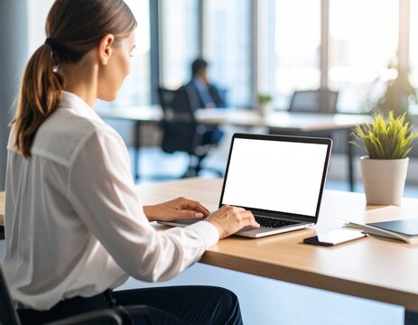 business woman working on laptop