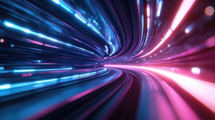 Abstract tunnel of vibrant light streaks