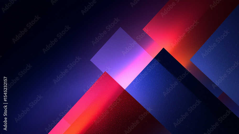 Wall mural geometric shapes are overlapping, creating a colorful and dynamic composition