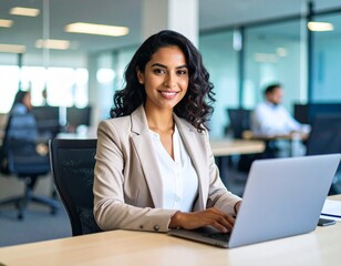 young businesswoman working on laptop