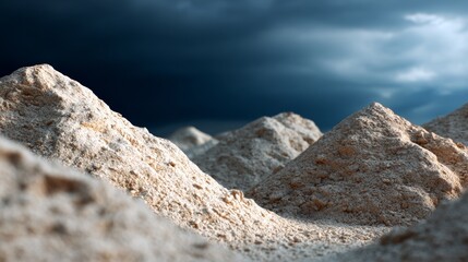 Natural sand dunes under dramatic cloudy sky for environment texture desert travel and nature scenic photo