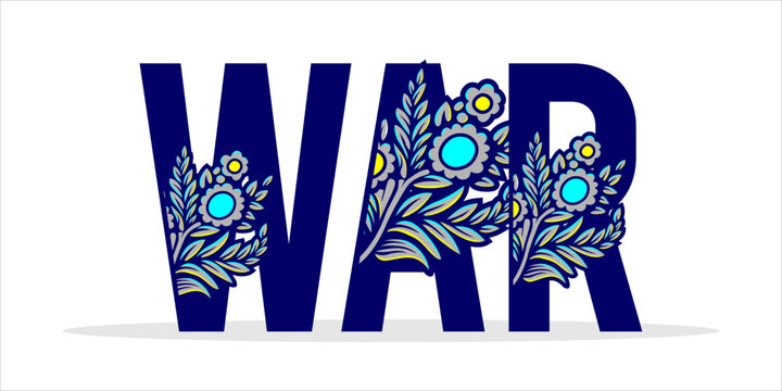 WAR, word art typography, vector illustration.