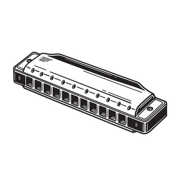 black and white harmonica drawing clip art preview