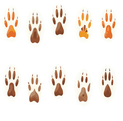 Fototapeta premium Different animal paw print vector illustrations with white background.