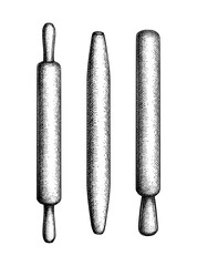 Three rolling pin variations ink sketch