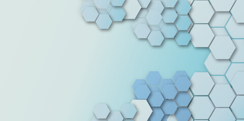Blue hexagon on minimal simple blue watercolor vector illustration Science technology and medical concept hexagon on transparent background.