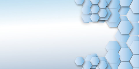 Blue hexagon on minimal simple blue watercolor vector illustration Science technology and medical concept hexagon on transparent background.