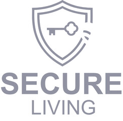 Secure Living: A Simple Icon for Safety and Security. A simple, modern graphic featuring a shield with a key.
