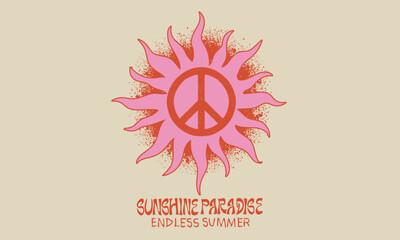 Endless summer. Sunshine paradise artwork. Abstract sun artwork. Summer good vibes vector graphic design for apparel, stickers, posters, background and others.