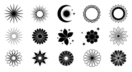 Abstract geometric and floral designs collection for creative projects and decoration