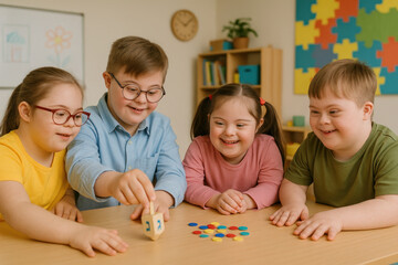 children playing with wooden blocks.