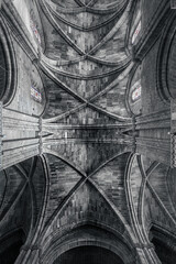 Neo-Gothic ceiling of Catholic church Parrocchia del Sacro Cuore di Gesu, Gallipoli, Italy