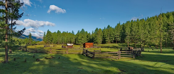 Russia, Western Buryatia. A lost farm on the banks of the Tissa River near the taiga lake Guzen-Nur, hidden from prying eyes.