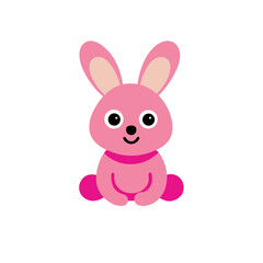 Obraz premium Adorable baby with cute rabbit on white background