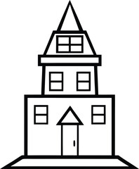 Remote work vector Line art illustration Home Office Headquarters Concept with House Outline