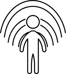 Remote work vector Line art illustration Wi Fi Nomad Icon Made of Traveling Signal Waves