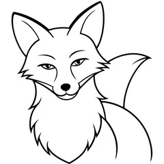 Obraz premium Narrowed eyes fox illustration on white background