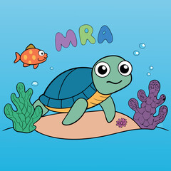 Obraz premium Aged sea turtle vector illustration design