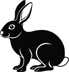 Black silhouette of a rabbit vector art illustration