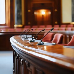 Council room: chairs and mics setup