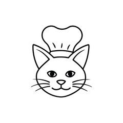 Obraz premium cat head wearing chefs hat line art