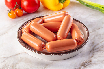 Pork meat sausages for breakfast