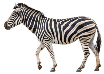 Fototapeta premium side-view-pfoto-of-a-zebra isolated on white background ,png ai generated