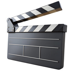 Fototapeta premium Blank movie clapperboard with black and white stripes isolated png