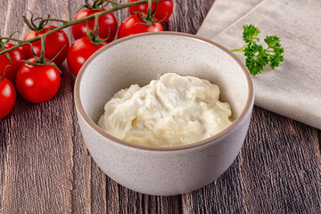 Italian delicous stracciatella young soft cheese