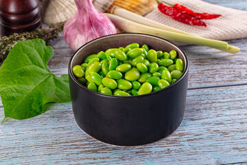 Edamame beans in the bowl