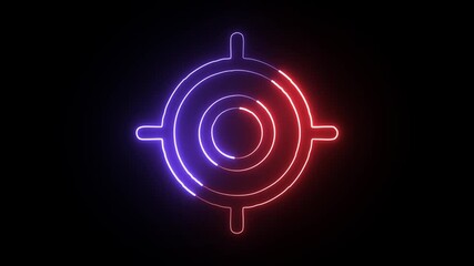 Glowing neon line precision icon with smooth pulse animation. Precision icon animation HD video isolated on black background.

