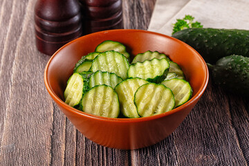 Fresh green ripe cucumber slices