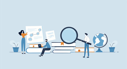  technology business research and learning and people business team working concept  