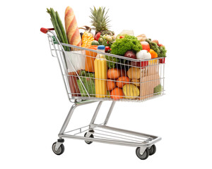 shopping cart full of vegetables