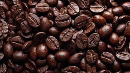 Closeup roasted coffee beans filling frame for aromatic beverage morning drink photography branding visuals