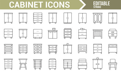 Furniture Icons Collection - Cabinets, Drawers, and Wardrobes