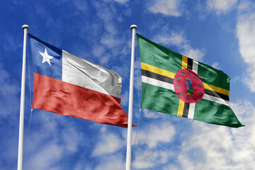 Flags of Chile and Dominica Waving Proudly Against a Bright Blue Sky, Symbolizing Bilateral Relations and Caribbean Ties