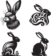 Rabbit Clipart Collection – Vector Bunny Set for Crafts and Design