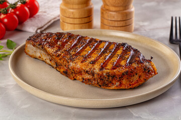 Grilled pork steak with bone